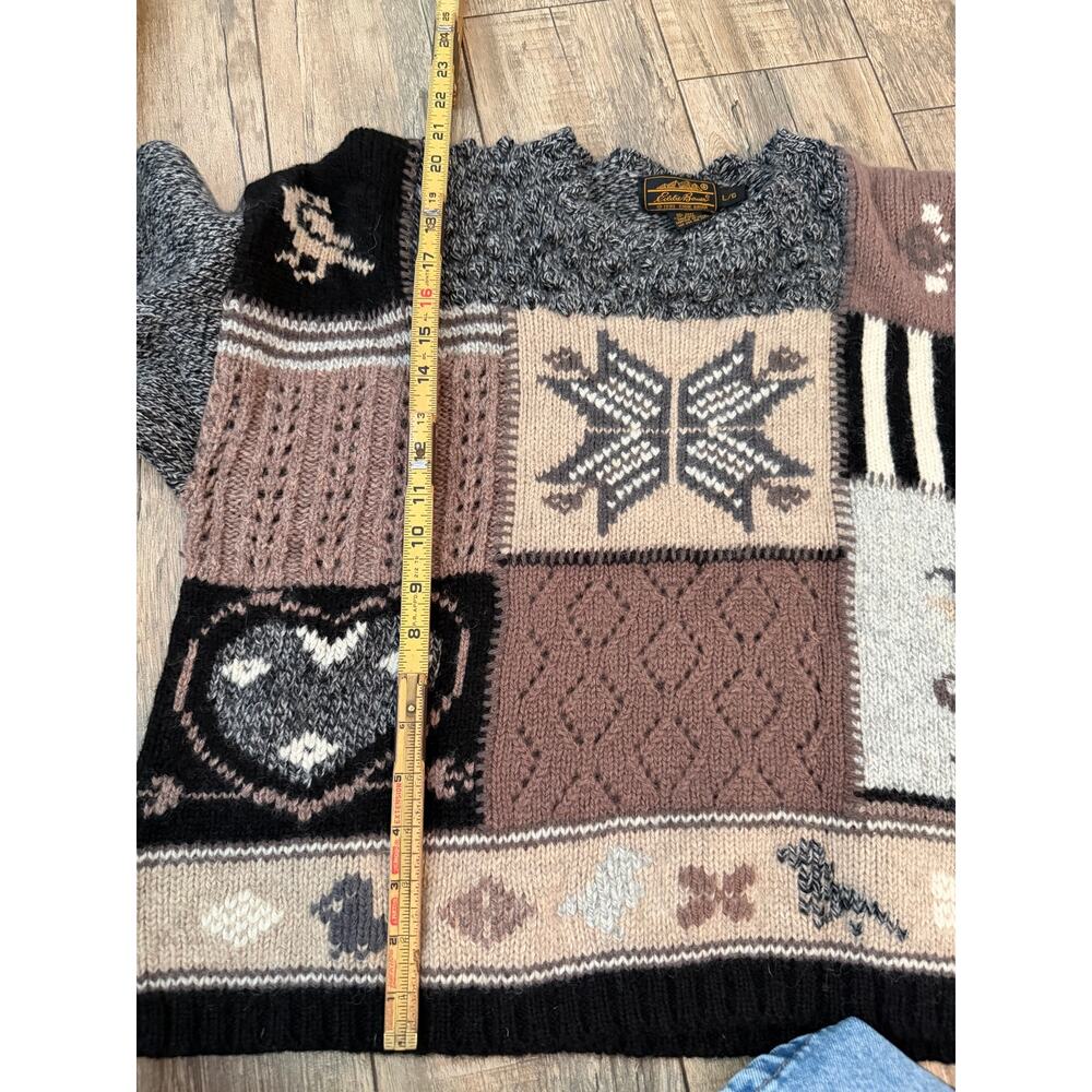 Vintage Eddie Bauer Knit Sweater Wool Crew Neck Multicolor Size Large - Picture 5 of 10